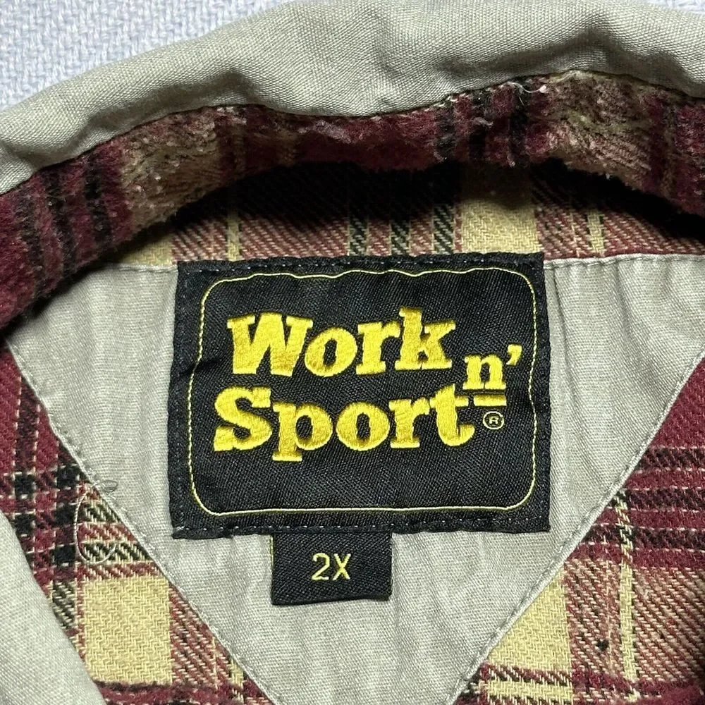 Work‎ n' Sport Blue Gray Denim Flannel Lined Workwear Button Shirt 2XL Lot of 2